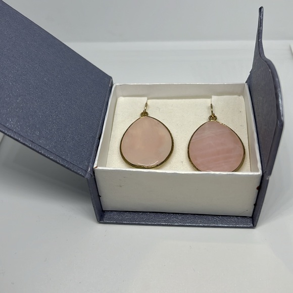 ANTHROPOLOGY Rose Quartz Droplet Dangle Earrings - Picture 6 of 7